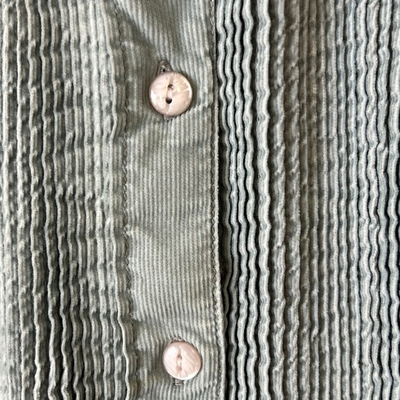 J. Jill Petite MP Teal Blue Corduroy Pintuck Button Up Shirt Blouse Cotton - Picture 8 of 12